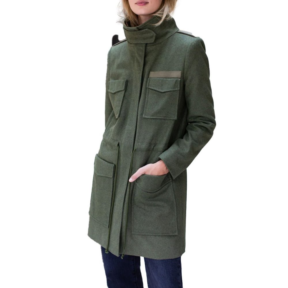 Emerson Fry Military Army Green Wool Coat in Size 6